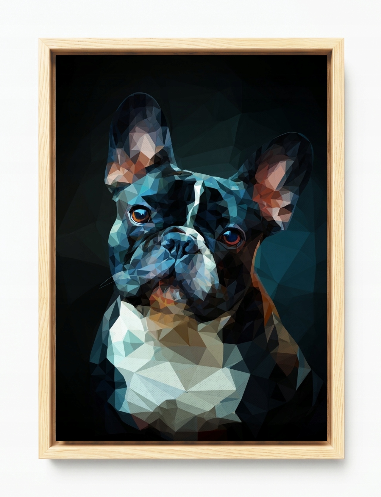 Obraz Rám American Box Grafika Low Poly Geometrie Pes Buldoček 3D 40x60