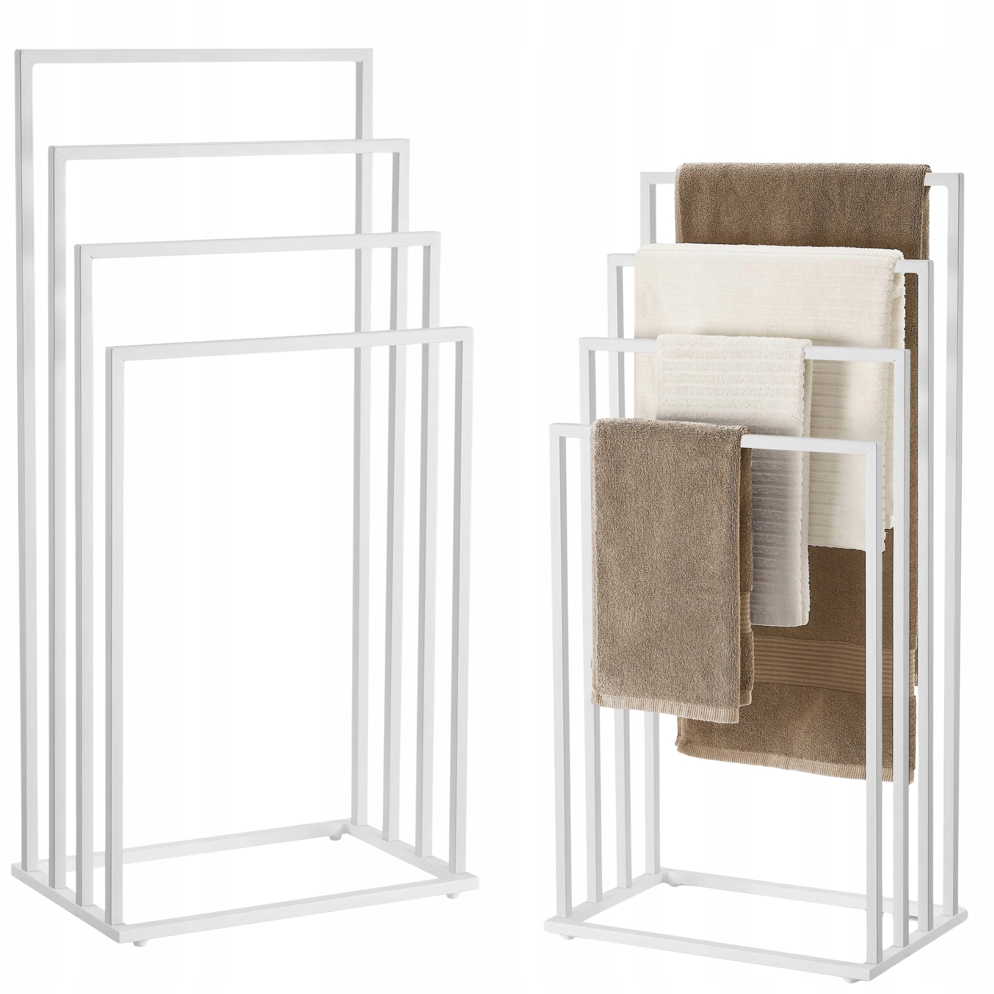 Stojanový věšák na ručníky 4ÚROVNĚ stylový, volně stojící, bílý