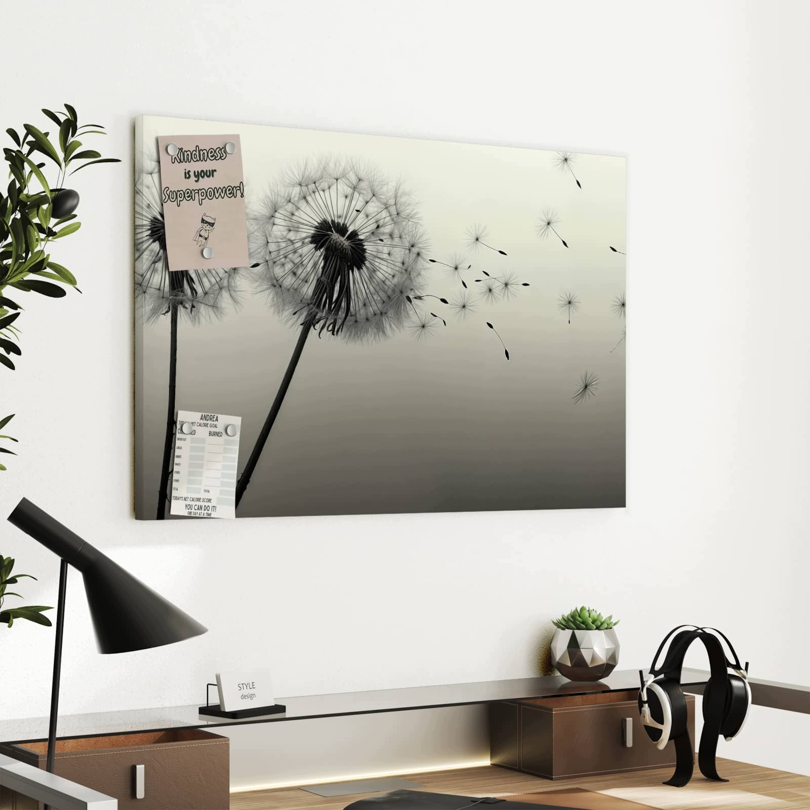 Magnetická tabule Pampeliška Černý 60 × 40 cm