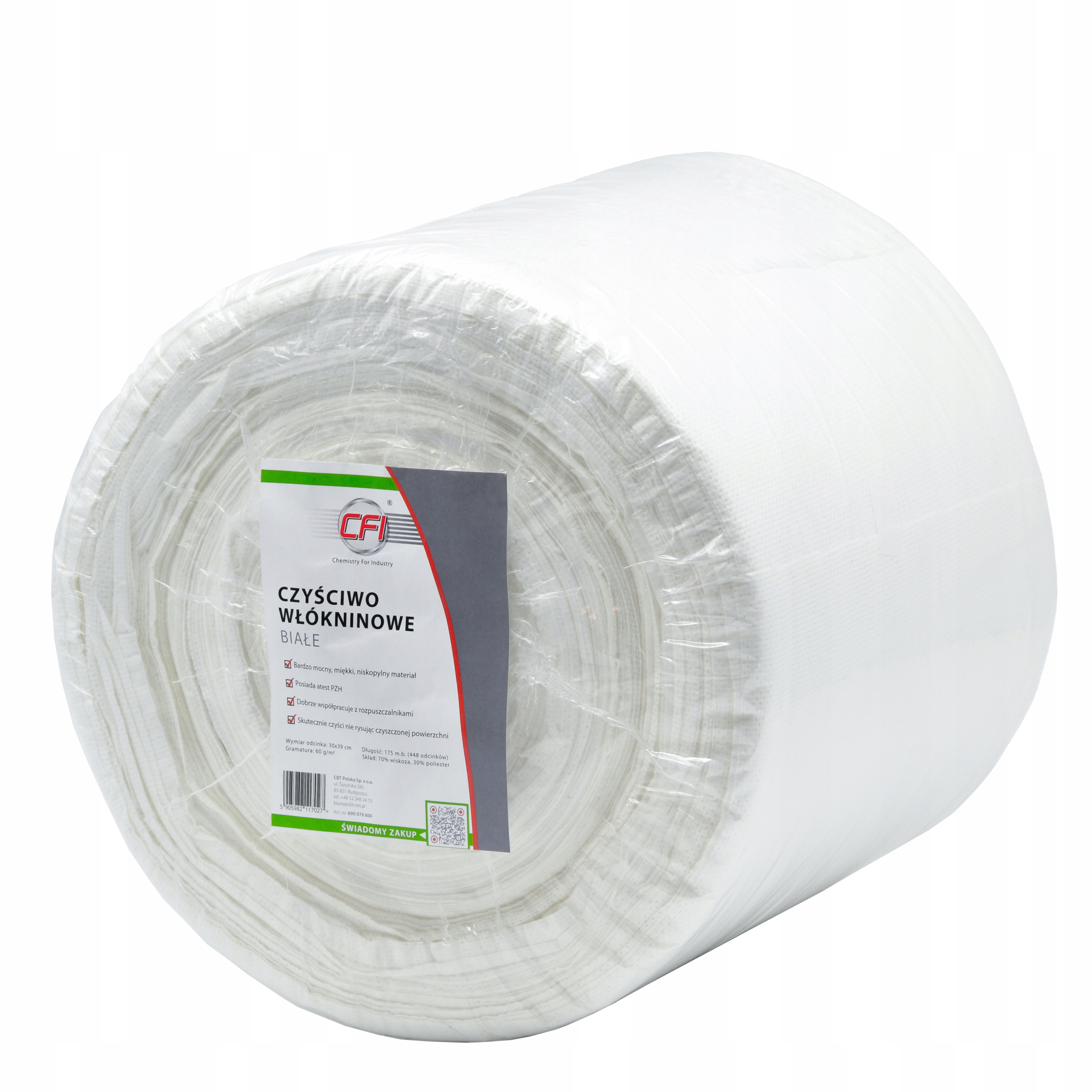 Czyściwo Włókninowe Przemysłowe Białe Niskopylne 175 m 30x39 cm 60g/m2 Cfi