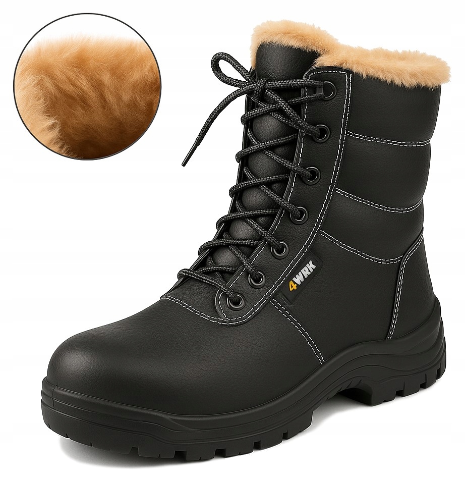 BUTY ZIMOWE WYSOKIE ŚNIEGOWCE DAMSKIE MĘSKIE OCIEPLANE FUTREM CZARNE R.42