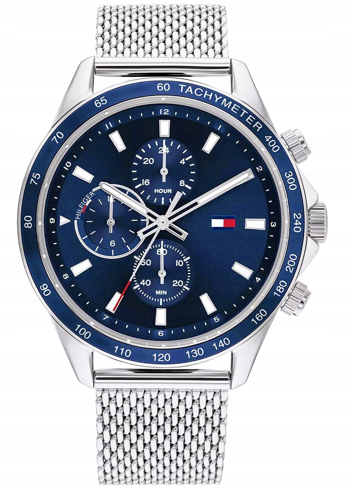 Zegarek męski Tommy Hilfiger kwarcowy tarcza granatowa bransoleta srebrna