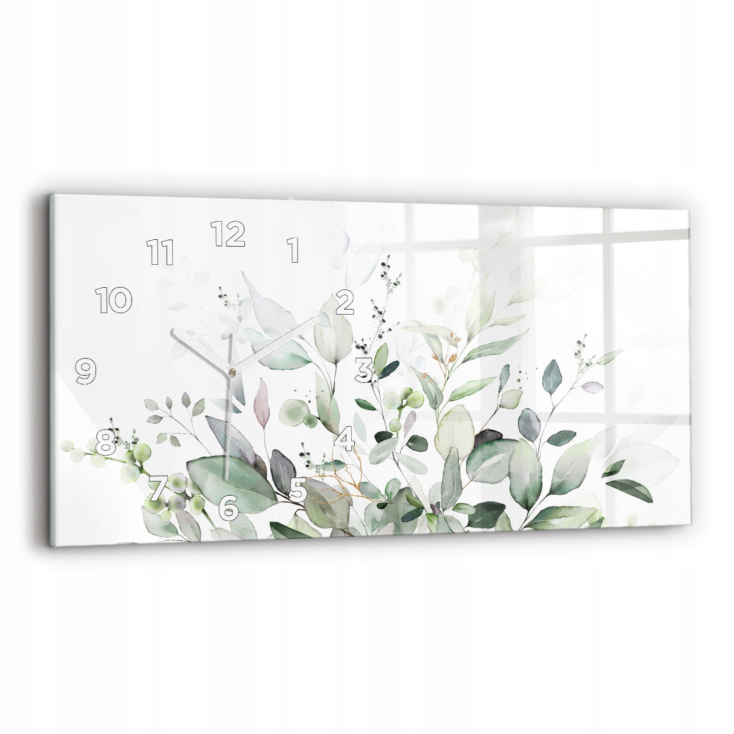 Skleněné hodiny s krásnou grafikou jsou ideální jako dárek 60 x 30 cm Rostliny listy