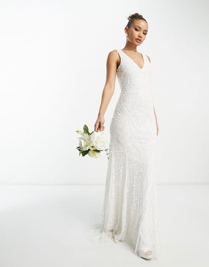 Beauut Śmietankowa Suknia V Neck (34)