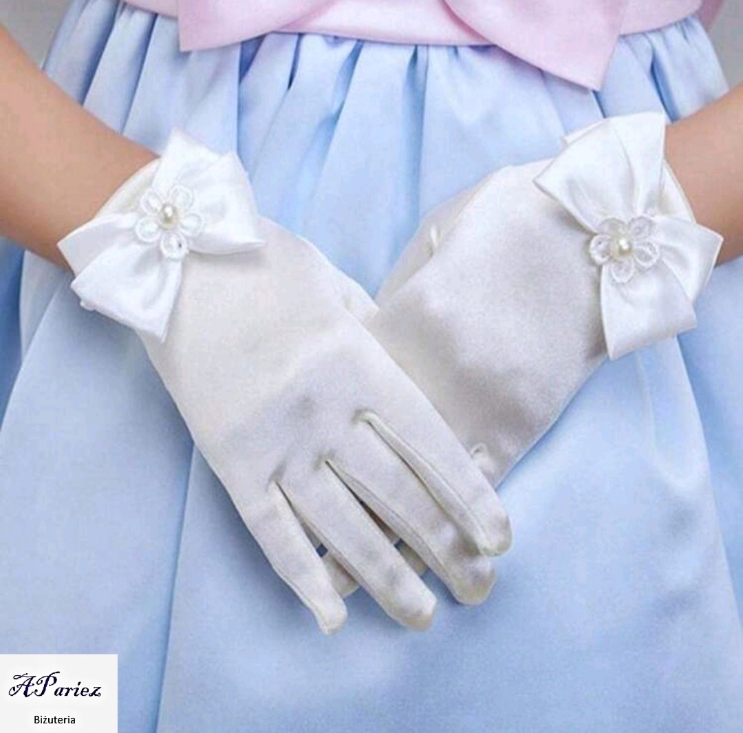 Do0018 Rękawiczki ślubne delikatne kokardka