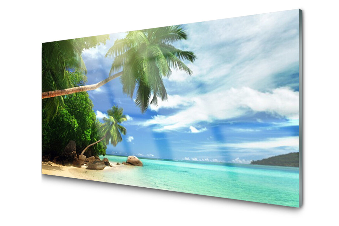 

Panel szklany Płytka Palma Plaża Morze 120x60