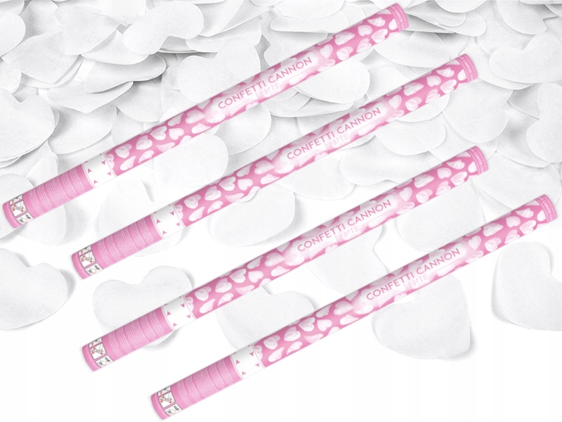 TUBY STRZELAJĄCE KONFETTI BIAŁE SERDUSZKA ZARĘCZYNY ŚLUB ROCZNICA 80cm EAN (GTIN) 5901157423177