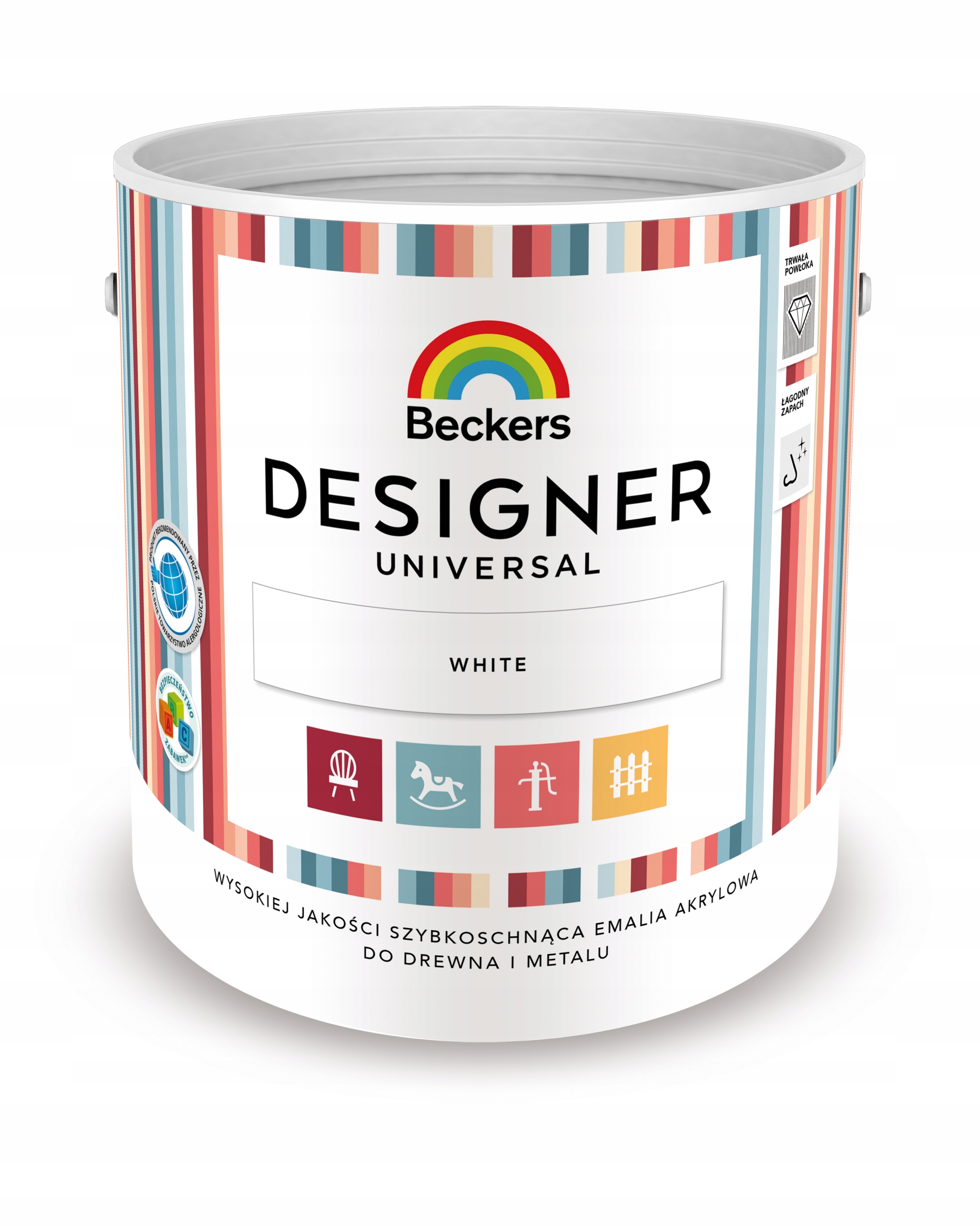Beckers Designer Universal 2,5L Farba Emalia Akrylowa Biała