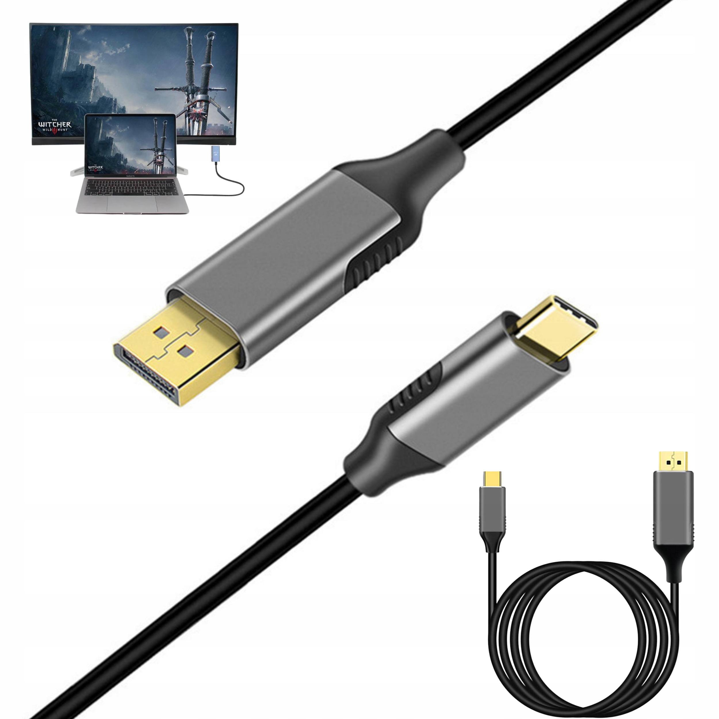 Kabel eAdaptery USB-C do DisplayPort 1,80 m 8K 60Hz