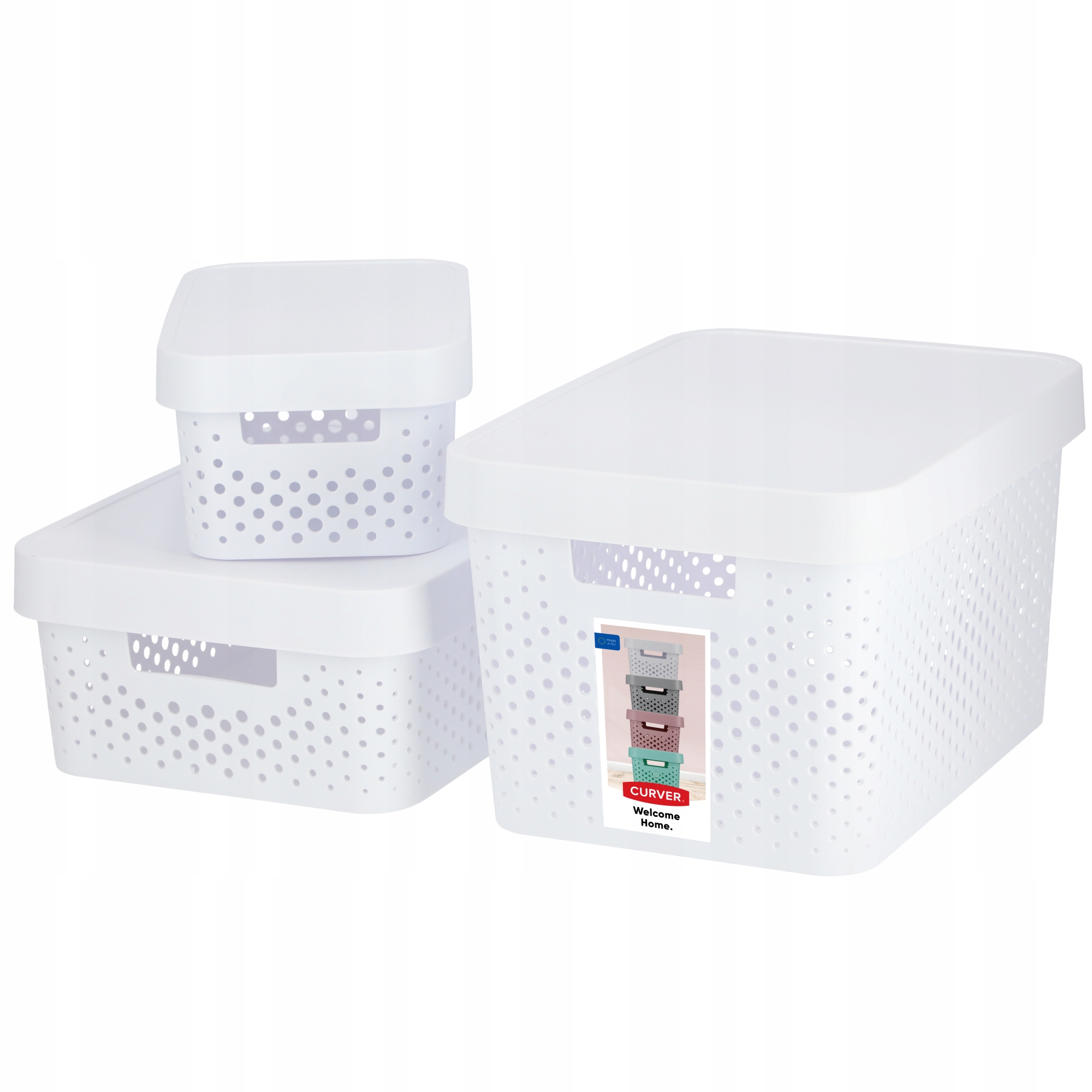 

Curver Zestaw 3 Pojemników Pudełek Z Pokrywką Ażur