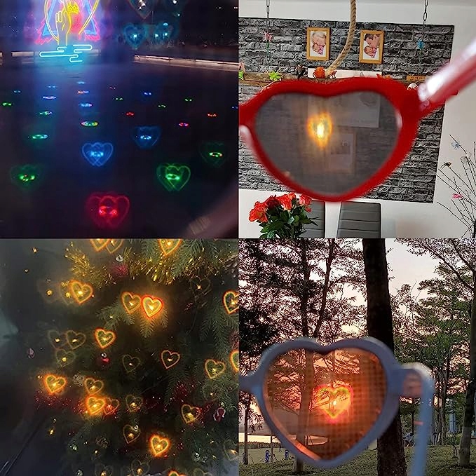 3X OKULARY NA IMPREZĘ FESTIWAL SERCA WIDOK 3D NOCĄ Model MUZYKA IMPREZA