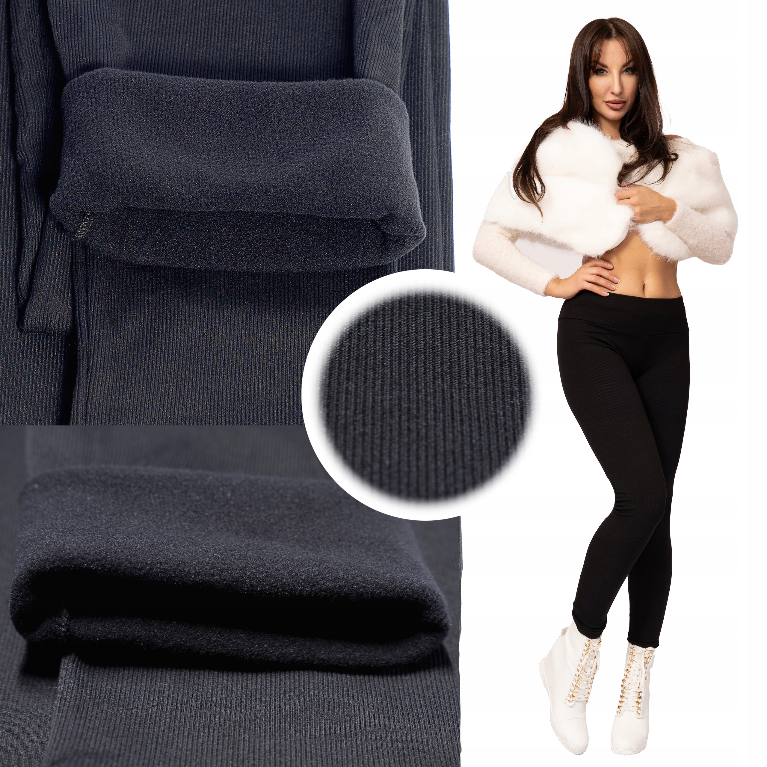 Medinova Žebrované legíny Bambusové kalhoty Zateplené termofleecem