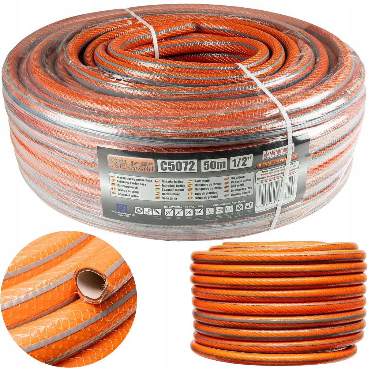 Hadice Na Vodu Zesílená, Flexibilní, Roztahovací, Zavlažovací, 1/2" 50 M