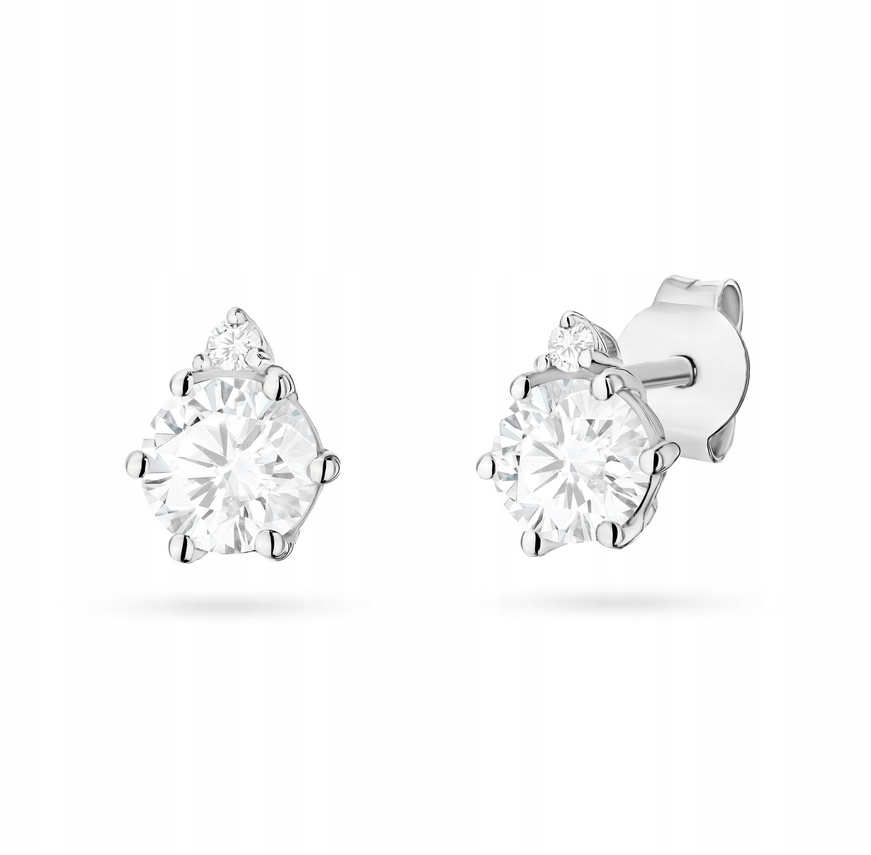 Złote Kolczyki 585 Dla Dziewczyny Kobiety Diament Lab.Białe Złoto 2x0,5ct
