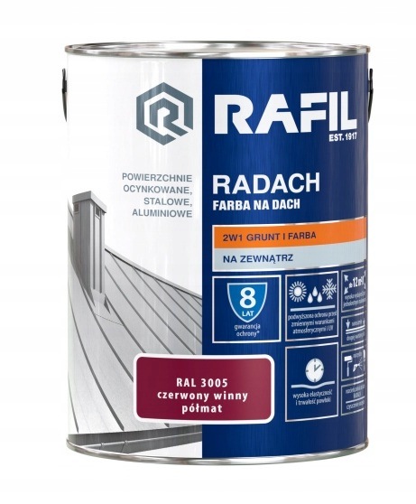 Rafil Radach farba na strechu červená vínna polomatná RAL3005 5L