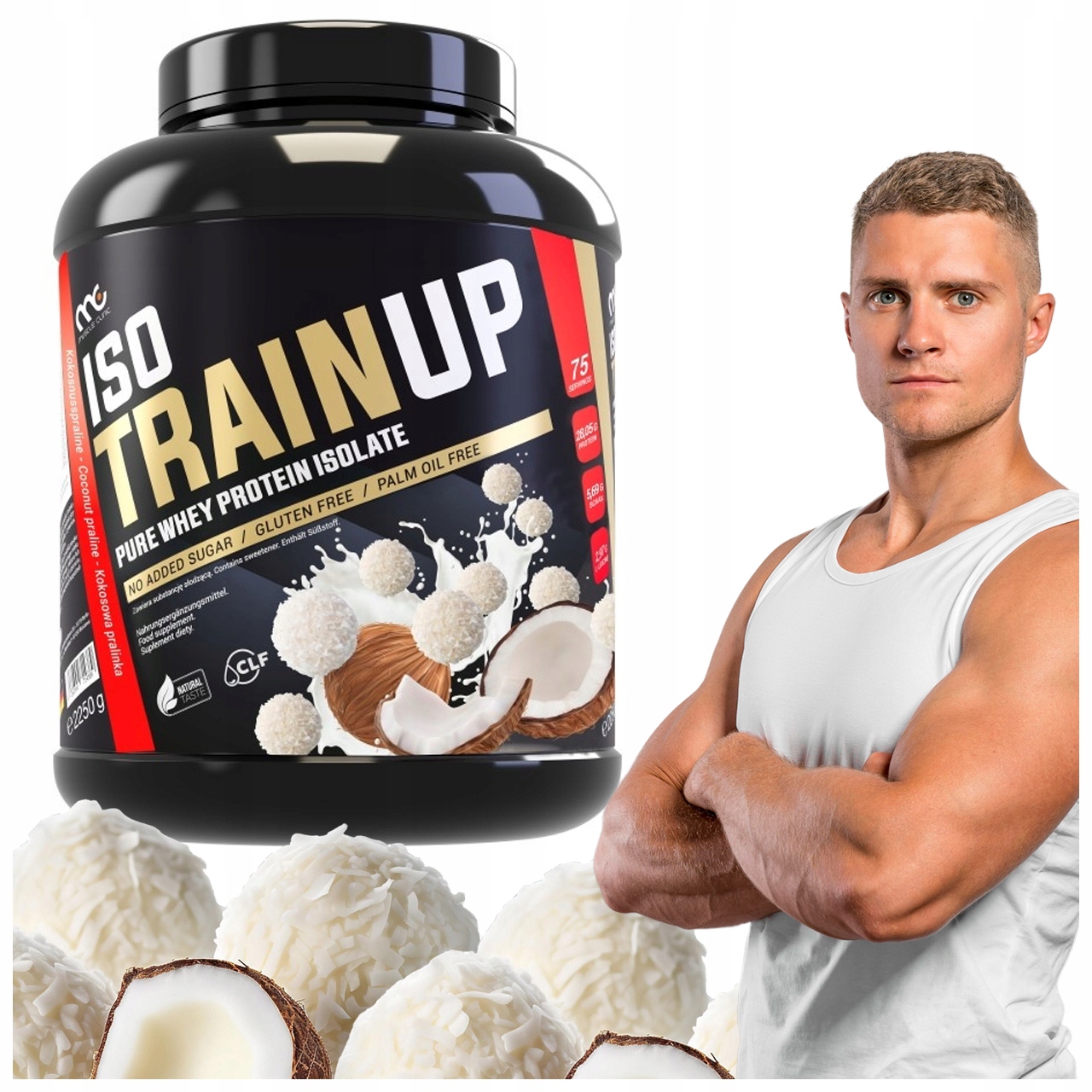 Muscle Clinic IsoTrainUp Proteinový Izolát 2250 g příchuť kokosová pralinka
