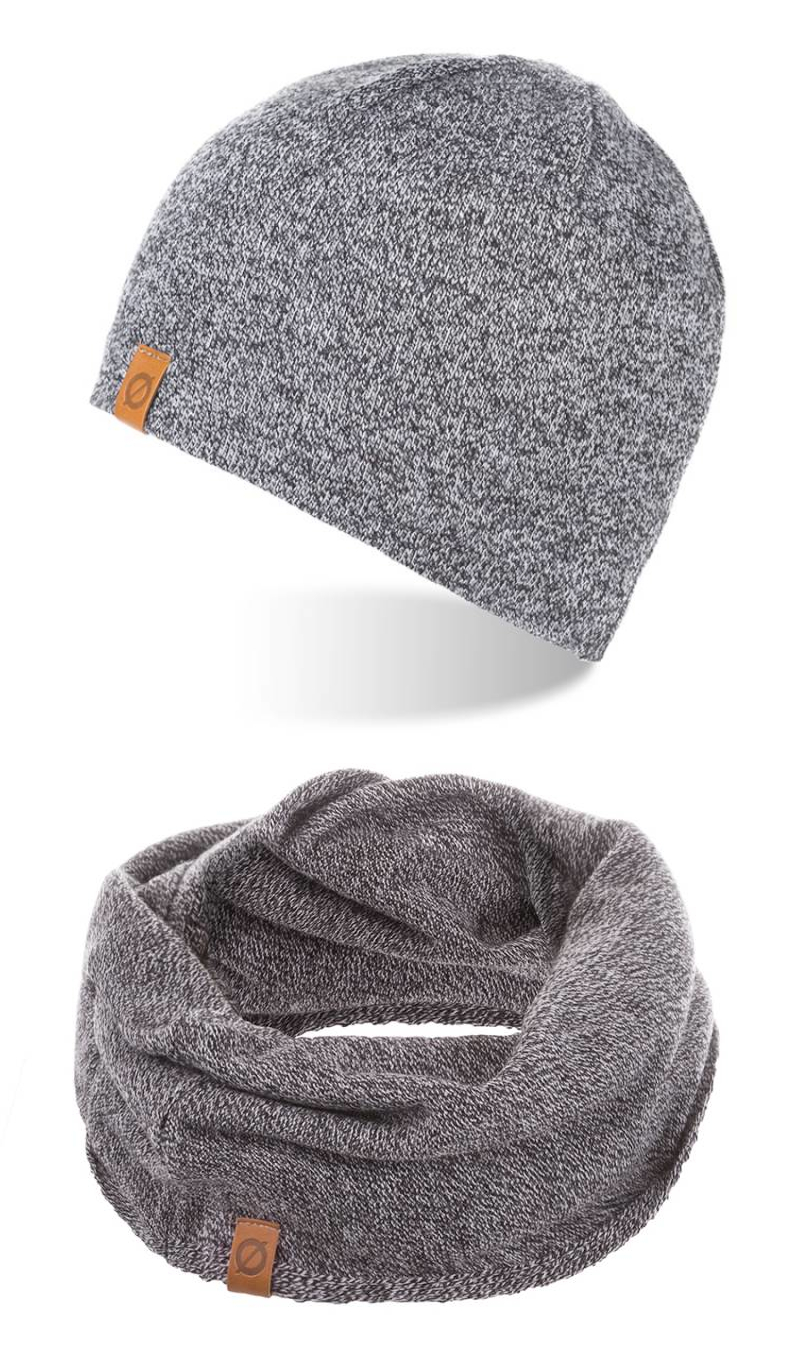 

Stylowy Komplet Męski Zimowa Czapka Zawijany Komin