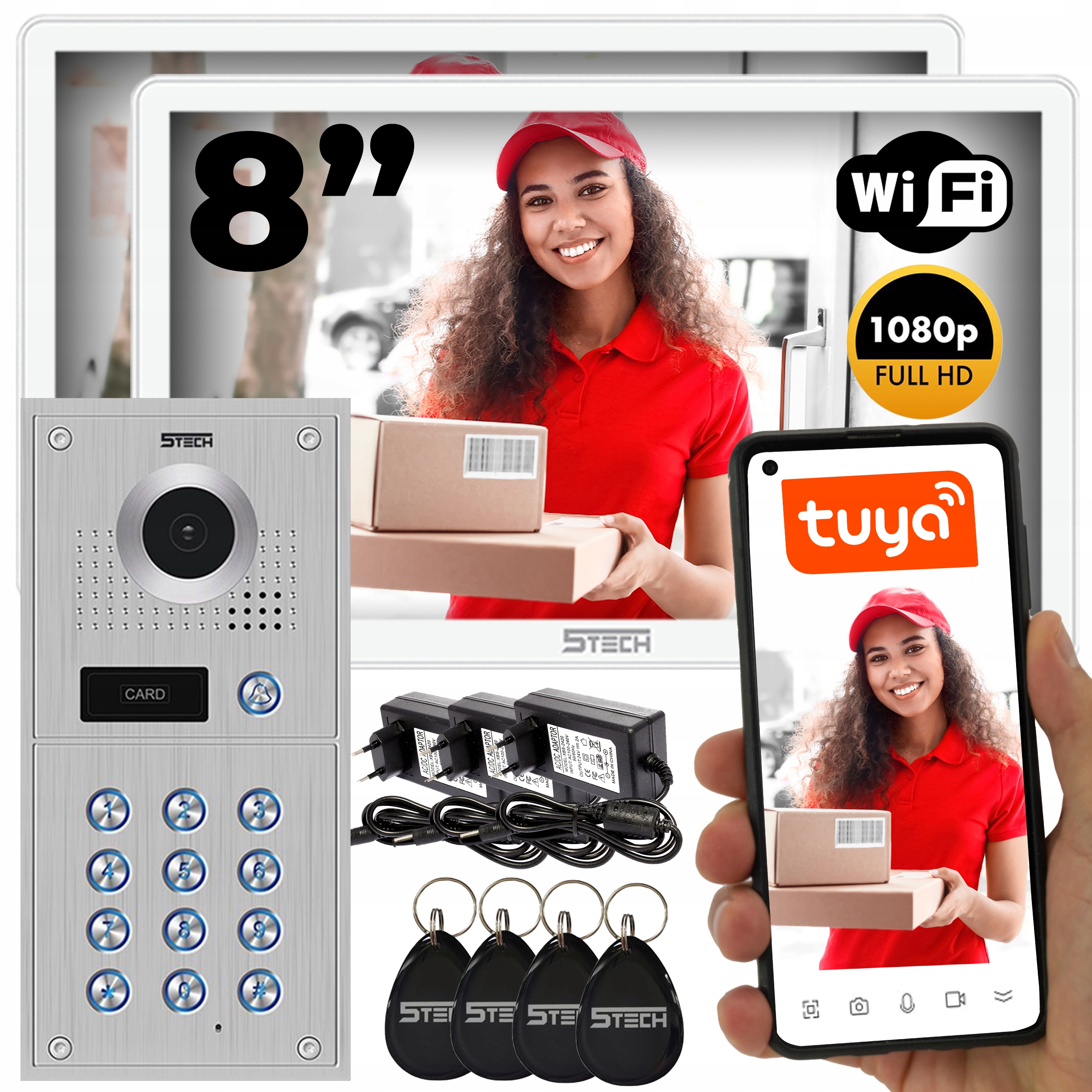 Wideodomofon 5TECH 2 Monitory 8'' Stacja Podtynkowa 84222 Brama i Furtka