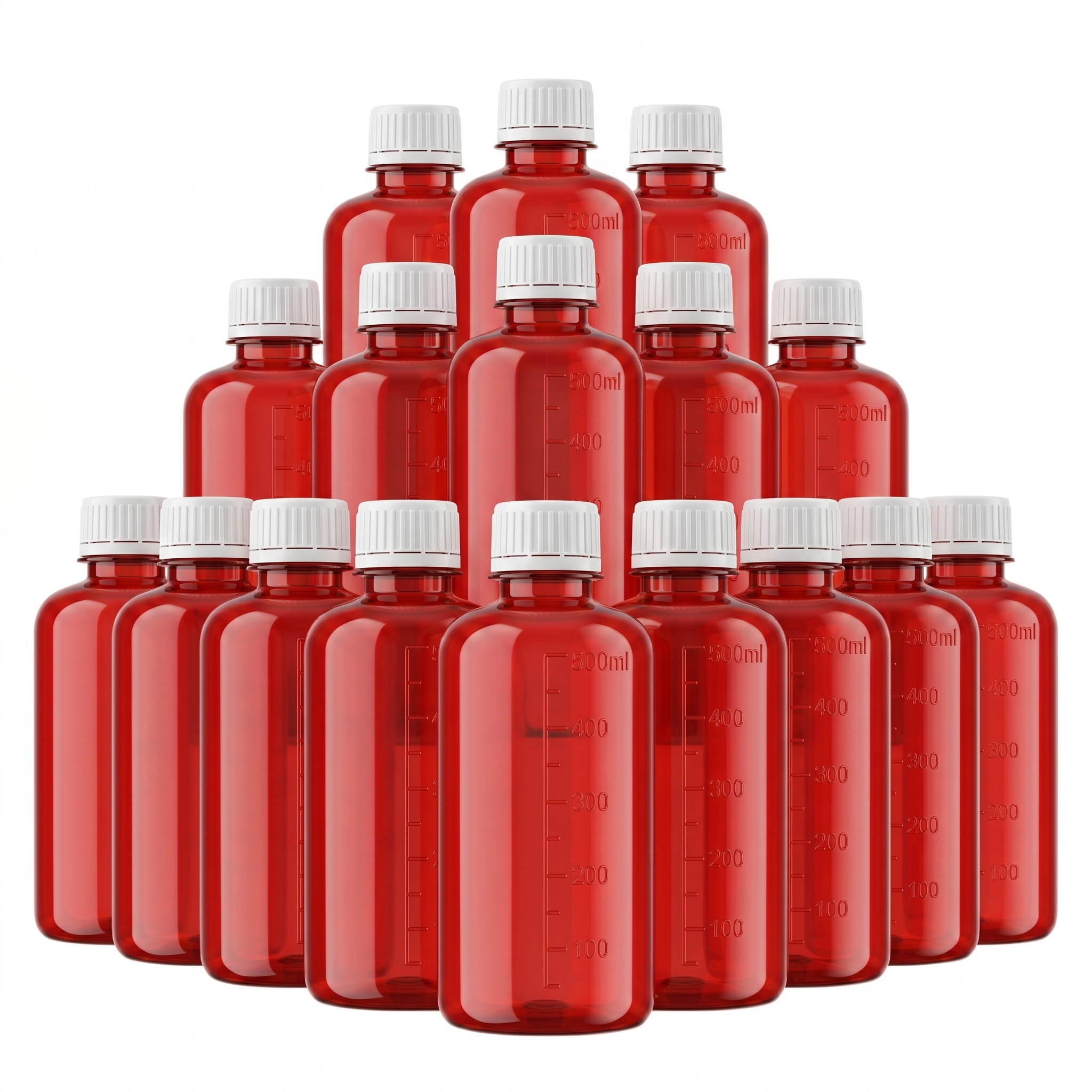 Plastová láhev 500 ml s odměrnou stupnicí, šroubovací uzávěr s plombou, odolná
