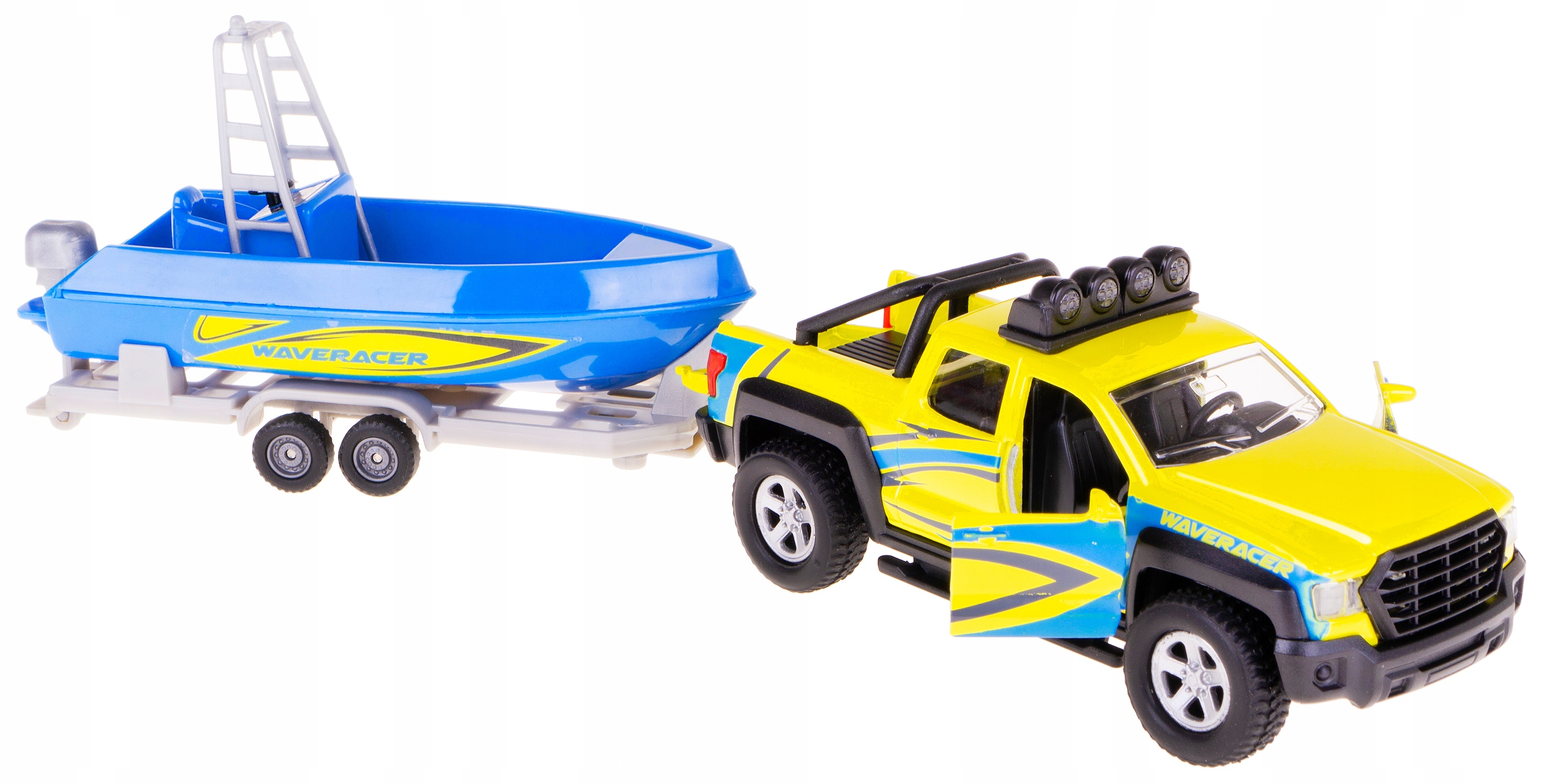 AUTO PICK-UP METAL NAPĘD ŚWIATŁO/DŹWIĘK Z ŁODZIĄ Marka Hipo