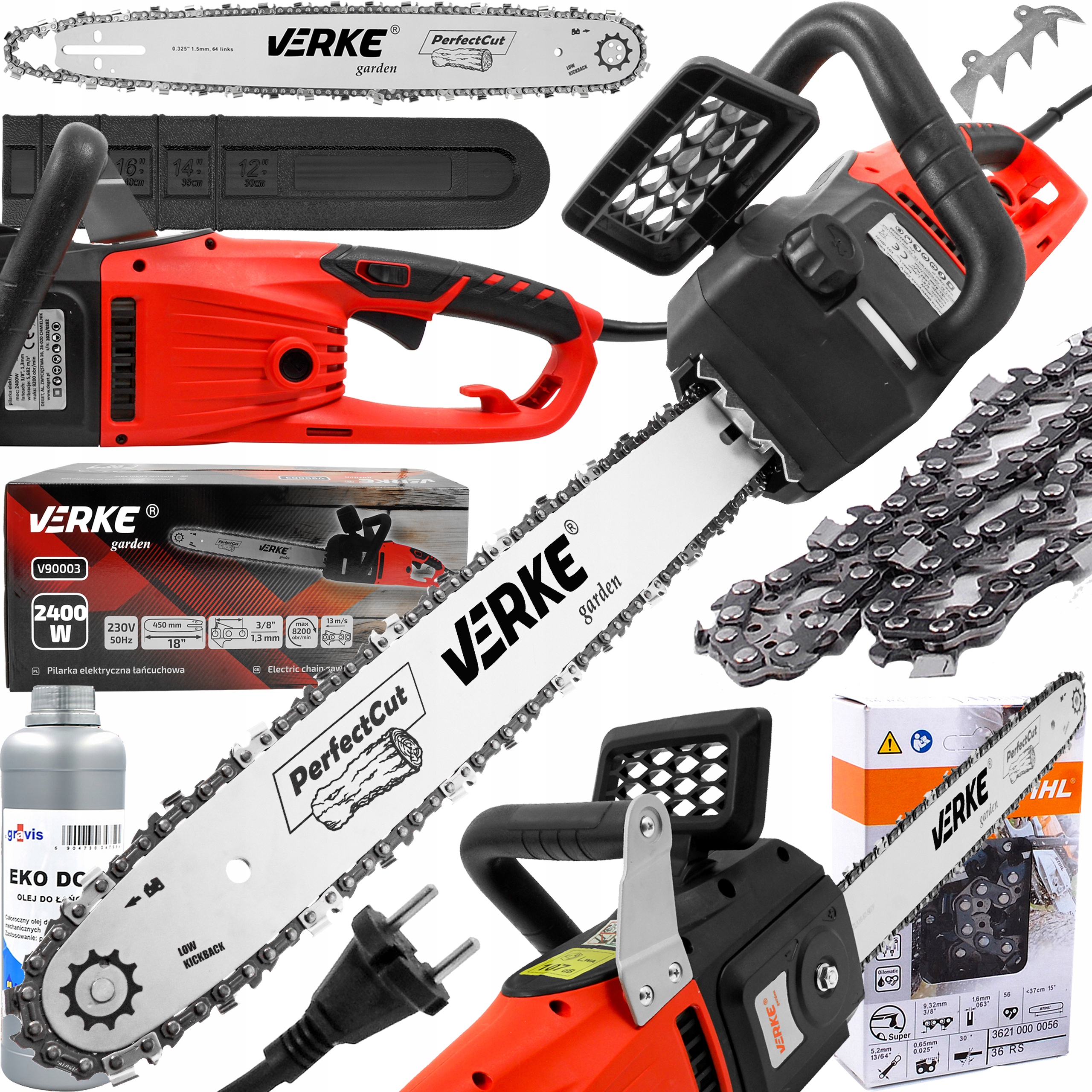 PIŁA ŁAŃCUCHOWA PILARKA ELEKTRYCZNA ŁAŃCUCHOWA DO CIĘCIA DREWNA DRZEWA 45CM