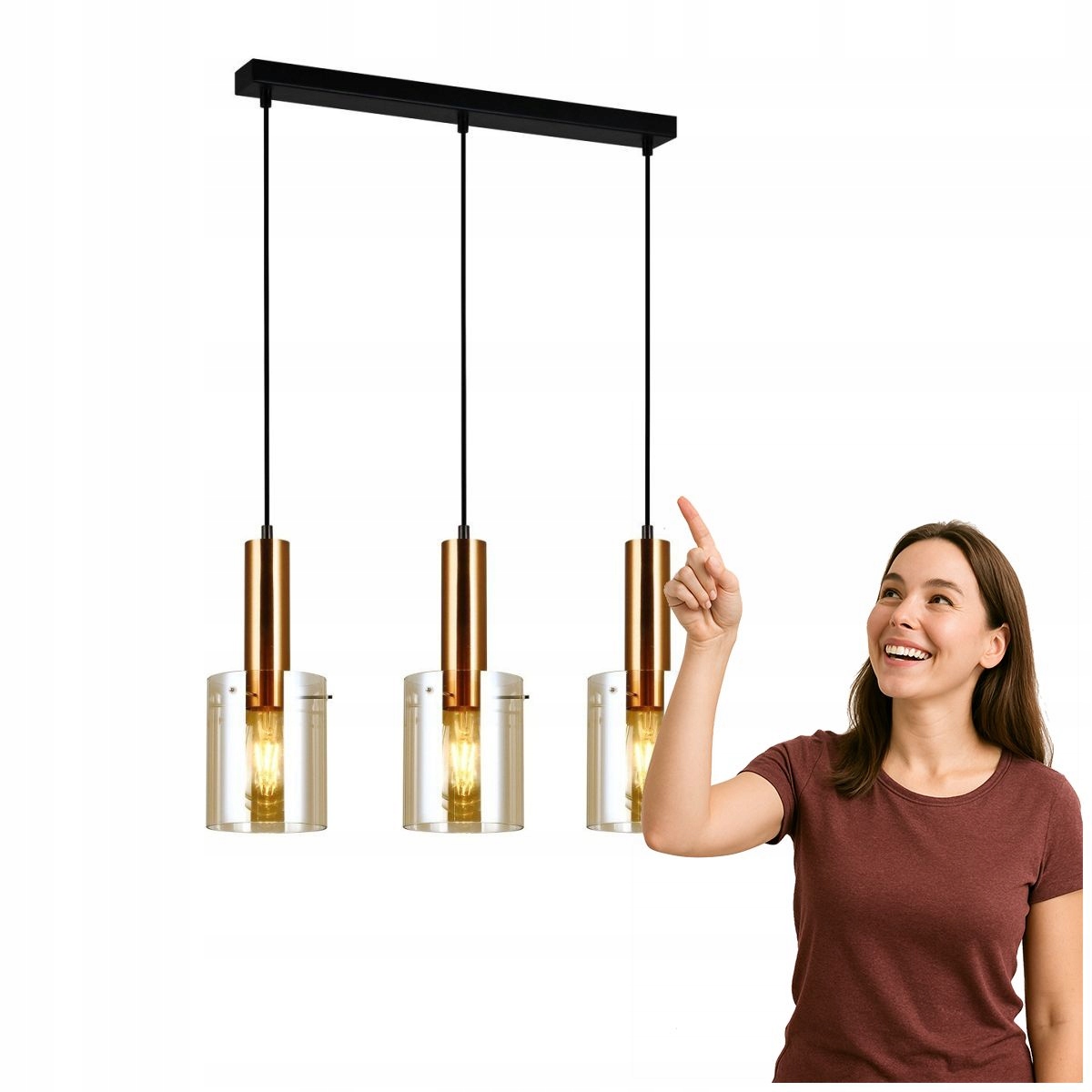 Závěsná lampa Sardo PND-5581-3-BRO+AMB Italux