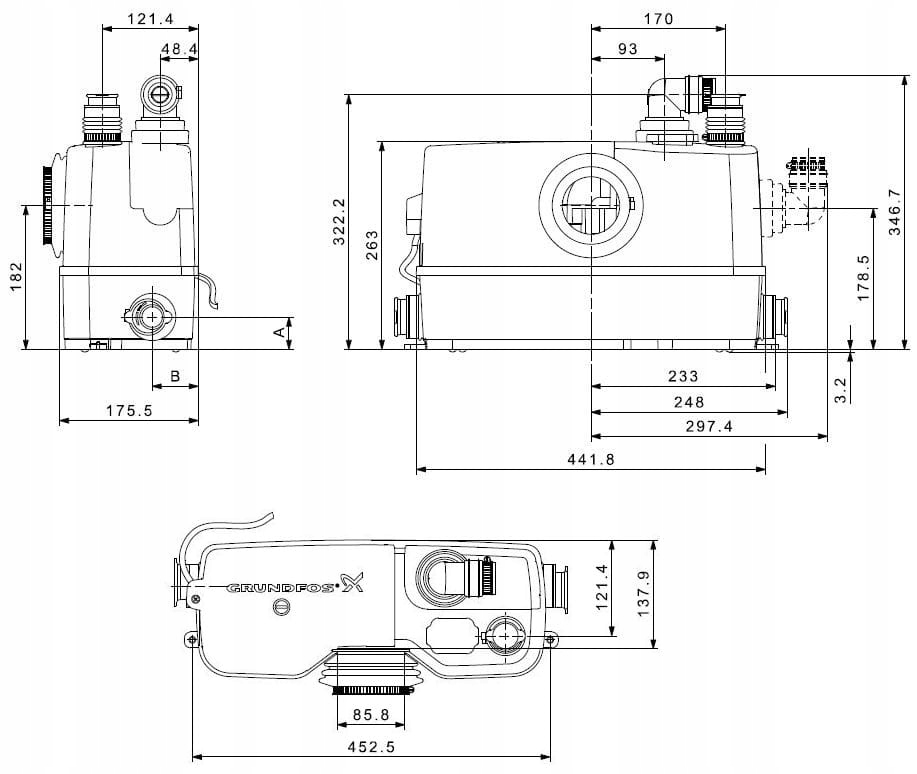 Przepompownia GRUNDFOS Sololift 2 WC-3 pompa 230V EAN (GTIN) 5710624187241