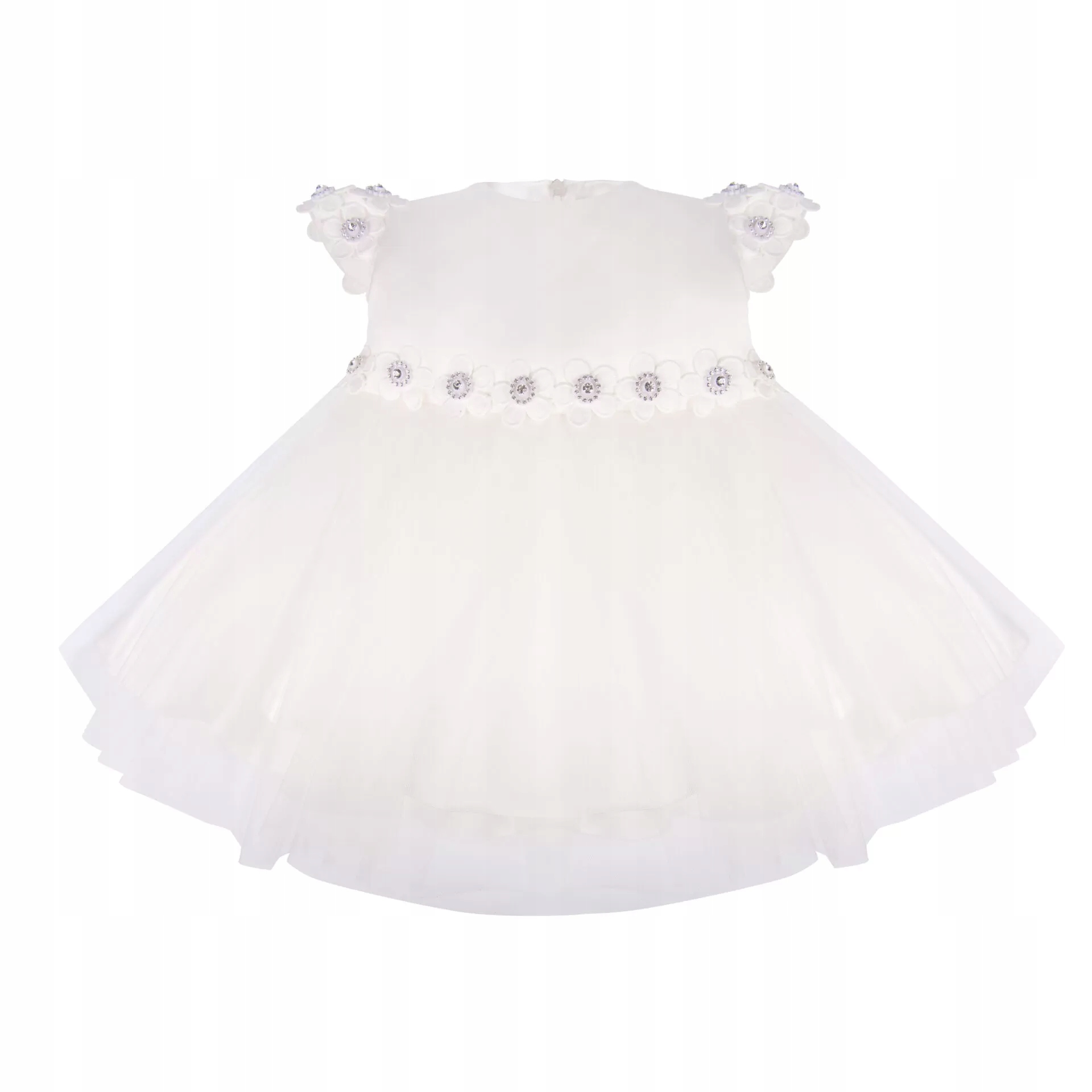 SUKIENKA KWIATUSZEK ECRU Z KRÓTKIM RĘKAWEM - 68