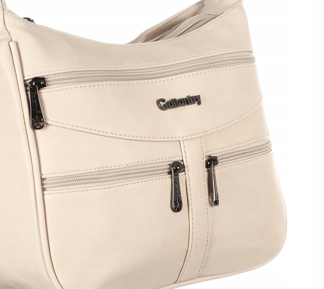 GALLANTRY torebka listonoszka skóra ekologiczna beżowy Wielkość mała (nie mieszcząca A4)