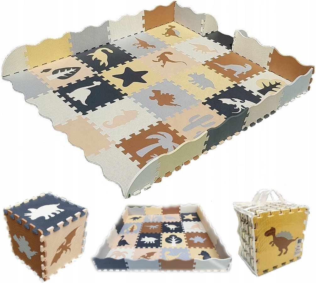 DUŻA Mata Puzzle piankowe EVA Dinozaury Safari 52 elementy T-REX