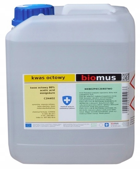 Kwas octowy Biomus 5L Baniak czystość 80% do zwalczania motylicy barciaka