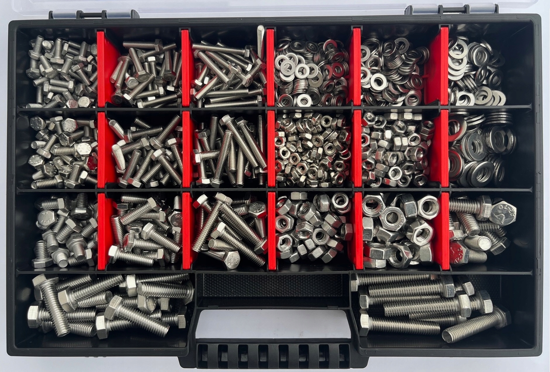 Zestaw śrub nakrętek i podkładek maszynowe stal nierdzewna A2 930szt. (5)