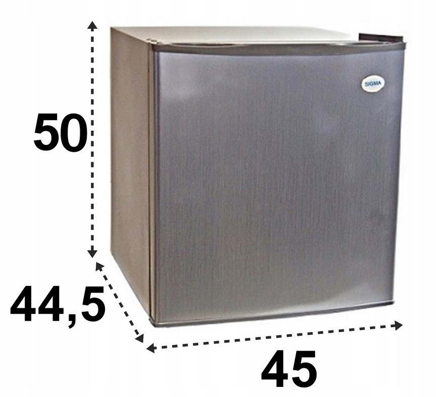 Mini lodówka do Biura Hotelu Srebrna INOX 50cm 43L Minibar Podblatowa Cicha Model BC45 inox