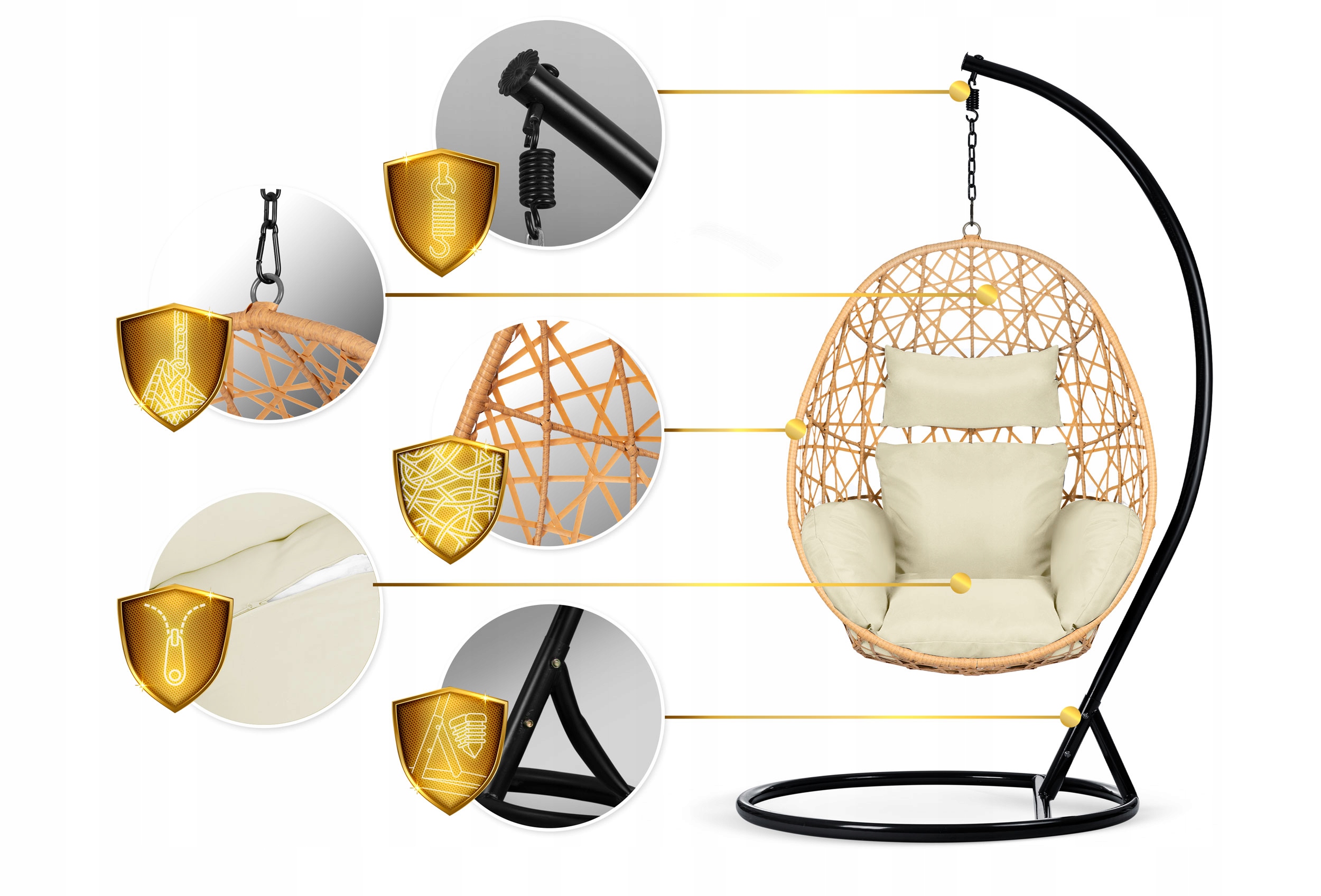 FOTEL WISZĄCY BUJANY OGRODOWY KOSZ HUŚTAWKA KOKON Waga 30 kg