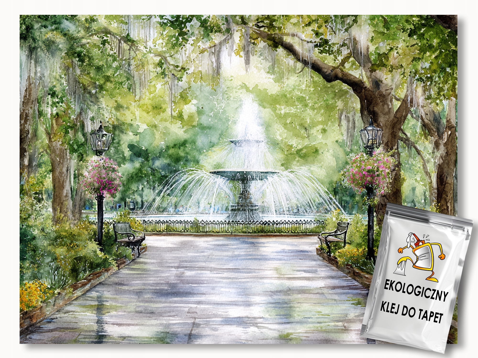 Fototapeta Flizelina Jaro Léto Park Aleja Fontána Květiny 350x256 155g