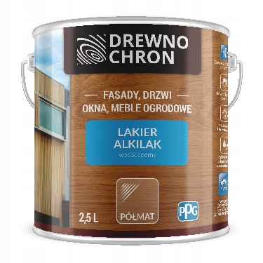 Lakier do drewna Alkilak Drewnochron bezbarwny Półmat 2,5 l