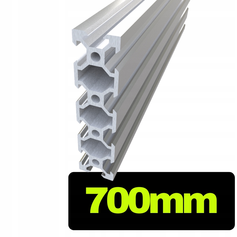 Profil aluminiowy V-slot 2080 srebrny o długości 70 cm