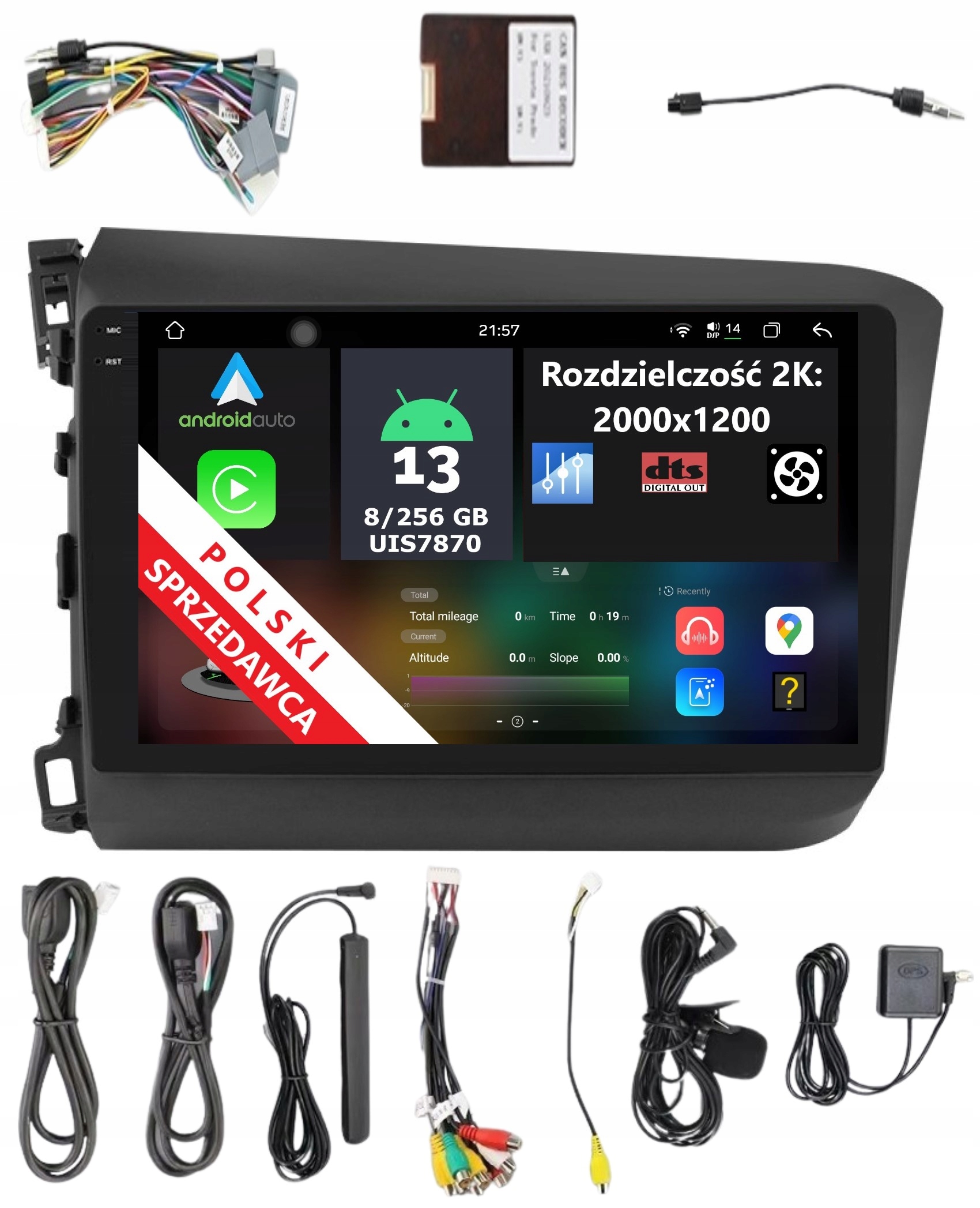 Rádio 2DIN Navigácia Android Honda CIVIC IX 9 8/256 Gb Dsp Carplay Lte
