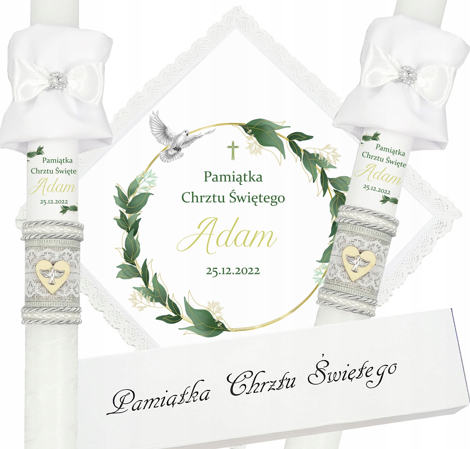 ŚWIECA NA CHRZEST SZATKA DO CHRZTU ECO PUDEŁKO