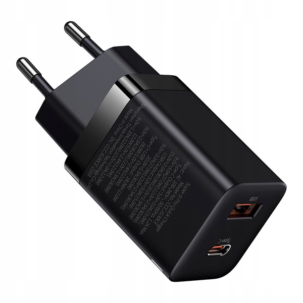 MOCNA SZYBKA ŁADOWARKA ZASILACZ BASEUS DO TELEFONU 2x USB-C USB PD QC 30W Prąd wyjściowy 3000 mA