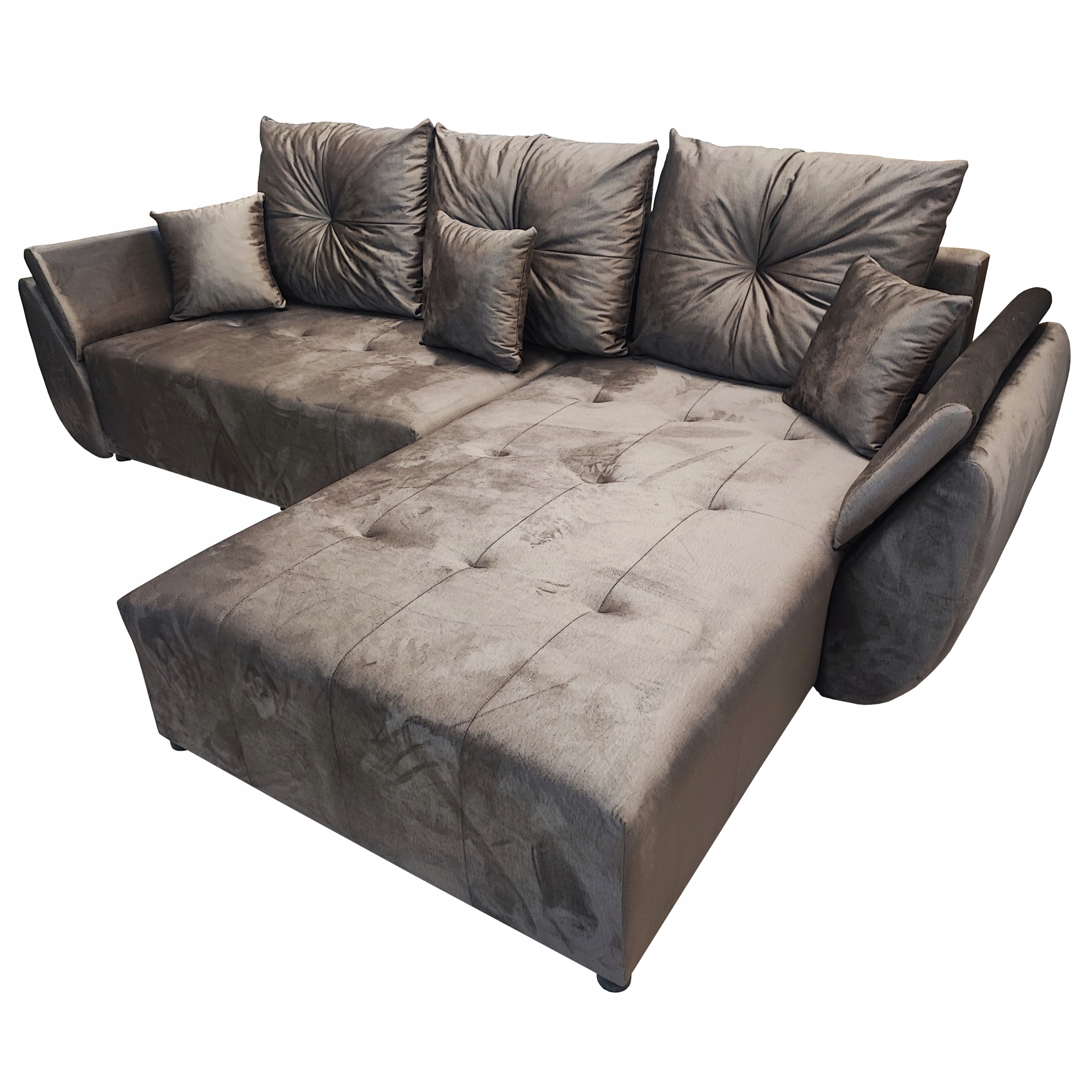 Hnědý Rohová Sedací Souprava Rozkládací Rohová Sedačka Funkce Spaní Mira Pružinová Nádoba