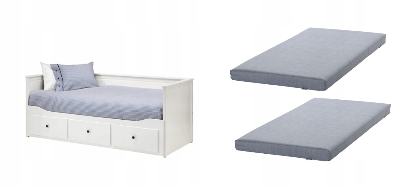 Ikea Hemnes Łóżko rozkładane Białe 2 materace
