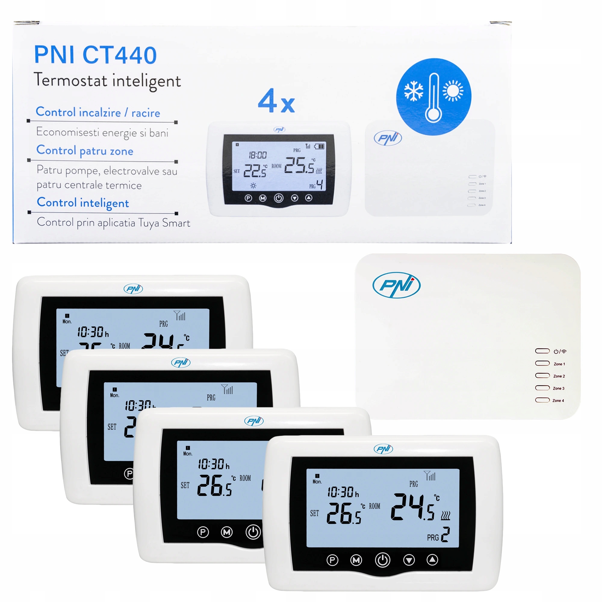 Inteligentný termostat Pni CT440 bezdrôtový, s WiFi, ovládanie 4 zón cez in