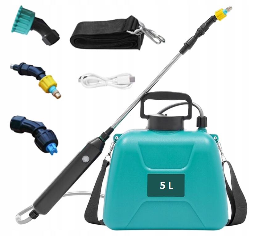 Opryskiwacz Ogrodowy Akumulatorowy Naramienny 5L 3 Dysze i Lanca