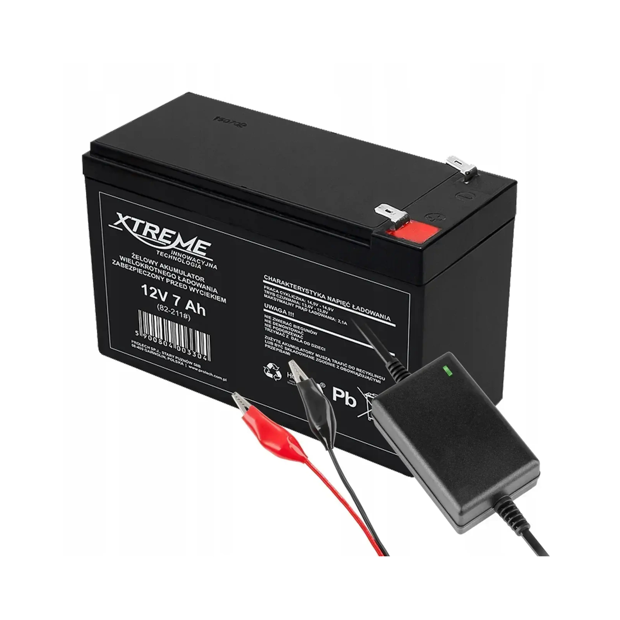 Akumulator Żelowy 12V 7.0Ah Ups Alarm Brama Monitoring Zestaw Z Ładowarką