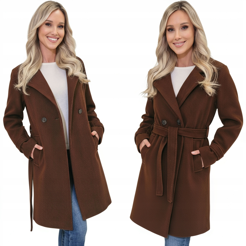 Módní Pruhovaný Kabát S Přechodovým Páskem, Jarní, Podzimní, Dámský