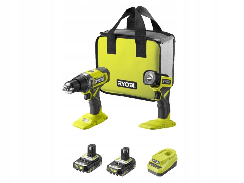 Wiertarko-wkrętarka Ryobi RPD18-2C20ST zestaw akumulatorów Latarka+ Torba