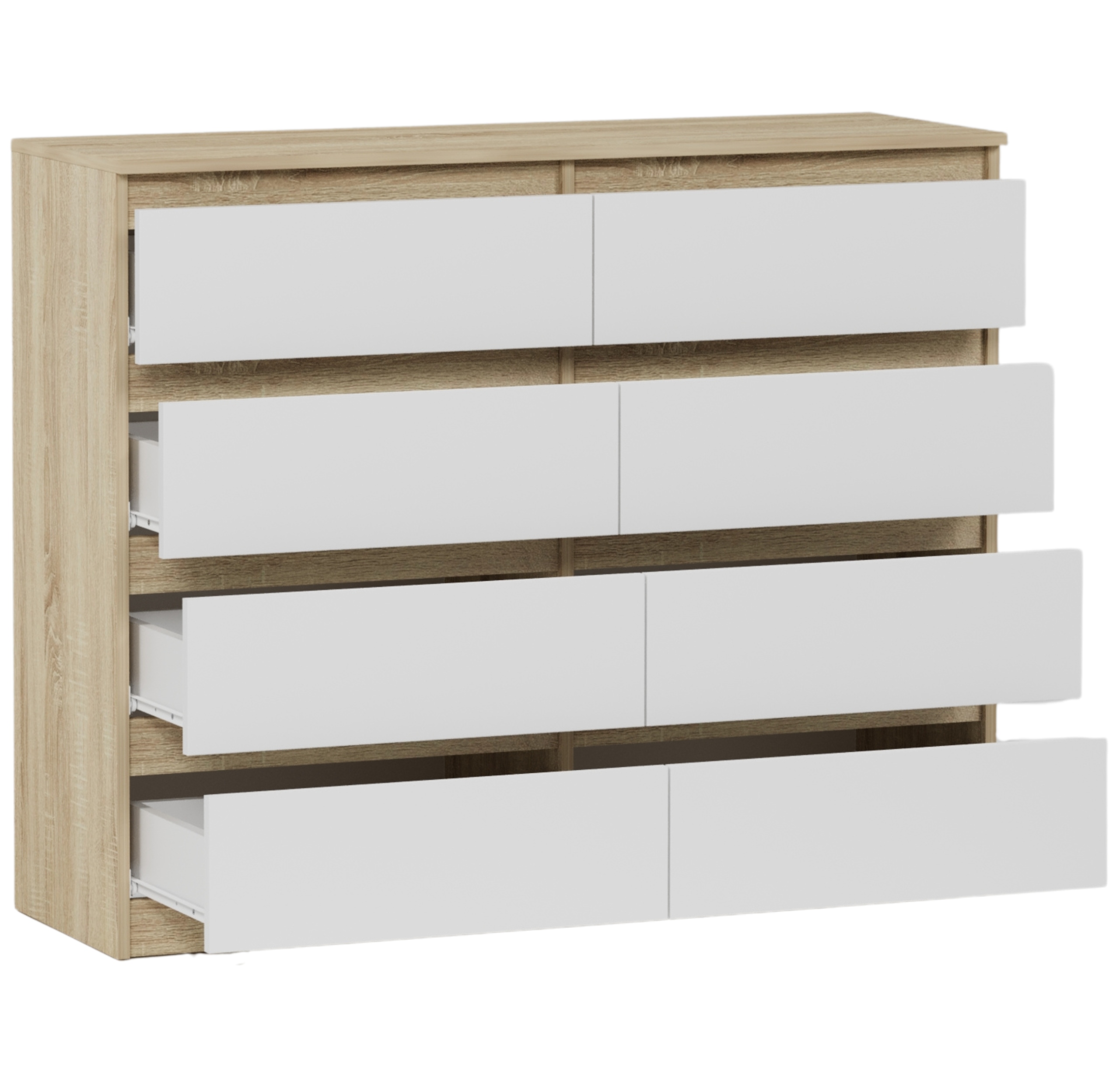 Nowoczesna KOMODA 140 SZAFKA 8 SZUFLAD Sonoma MIX