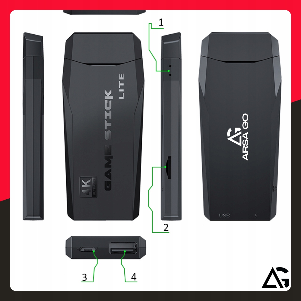 Konsola do gier ARSA GO HDMI z 2 kontrolerami i kartą 64GB