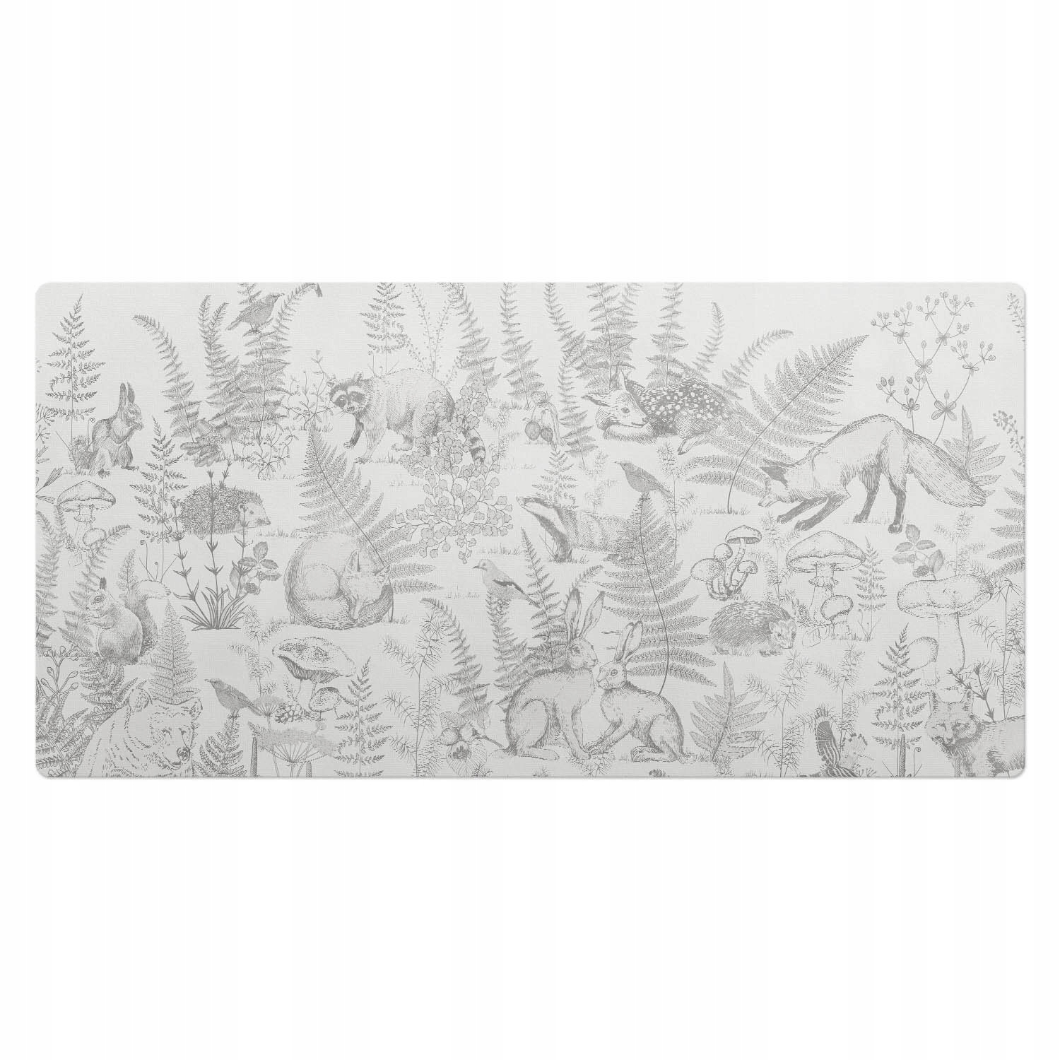 Herní podložka s motivem na stůl Fauna lesní s kapradím pozadím 100 x 50 cm